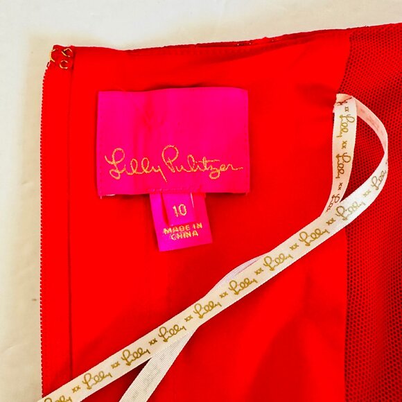 NWOT LILLY PULITZER KATALEYA STRAPLESS JACQUARD DRESS AMARYLLIS RED - Picture 8 of 9